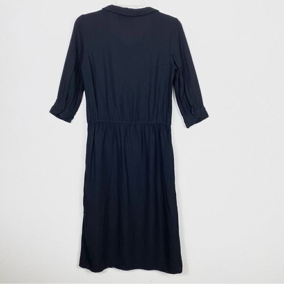 Vintage Diane Von Furstenberg Black Collared Midi Dress - Picture 2 of 6